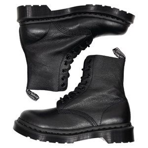 Dr Martens 1460 Mono Pascal Black Virginia Soft Leather Combat Boots Womens US 7